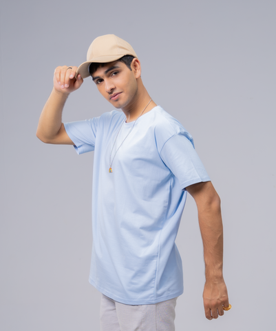 Oversize Sky-Blue Lycra Tee