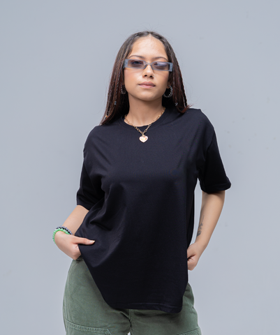 Oversize Black Lycra Tee