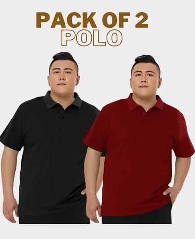 Plus Size Pack of 2 : Collar Polo T-Shirts