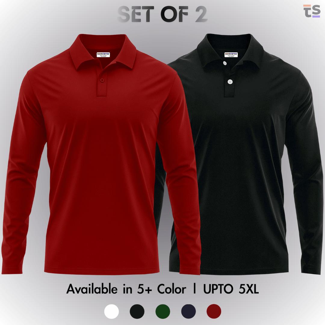 Pack of 2- Full Sleeve Polo T-shirt
