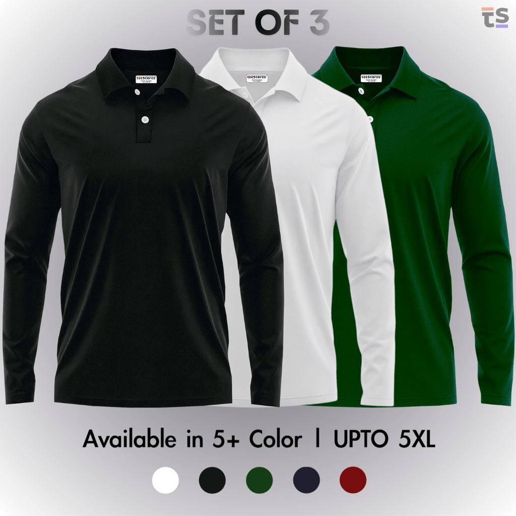 Pack of 3- Full Sleeve Polo T-shirt