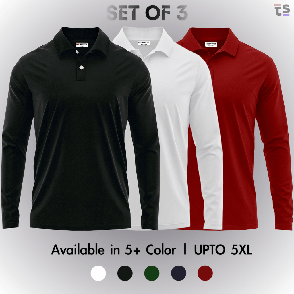 Pack of 3- Full Sleeve Polo T-shirt