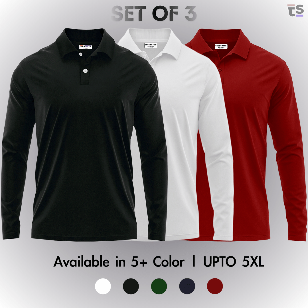 Pack of 3- Full Sleeve Polo T-shirt