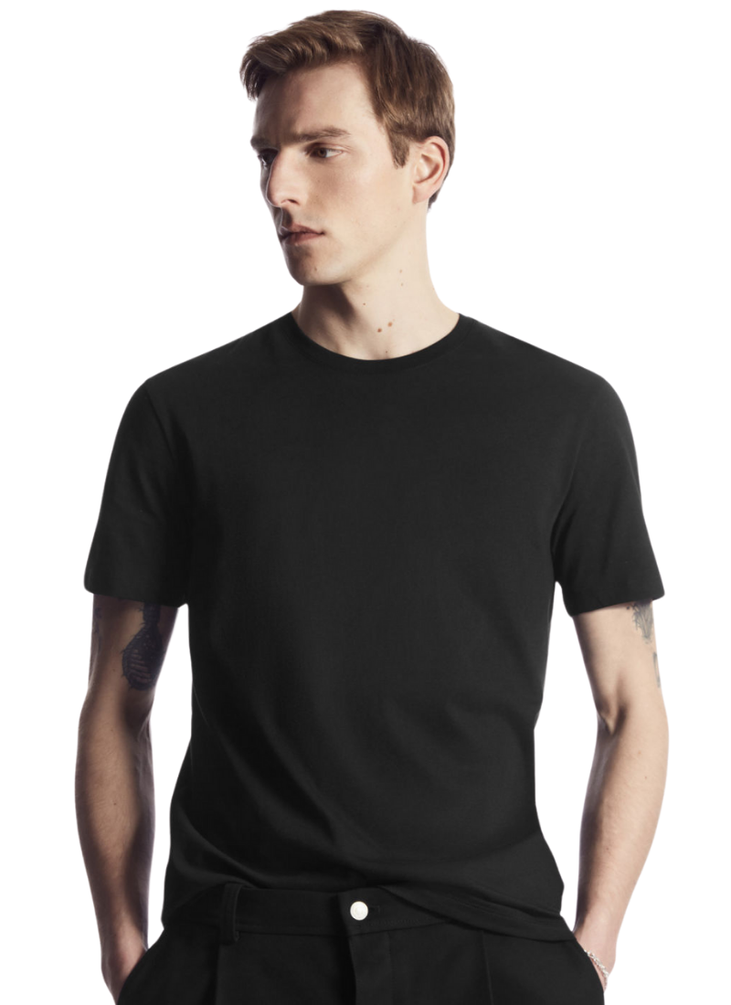 Half Sleeves Round Neck Black T-Shirt