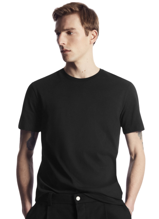 Half Sleeves Round Neck Black T-Shirt