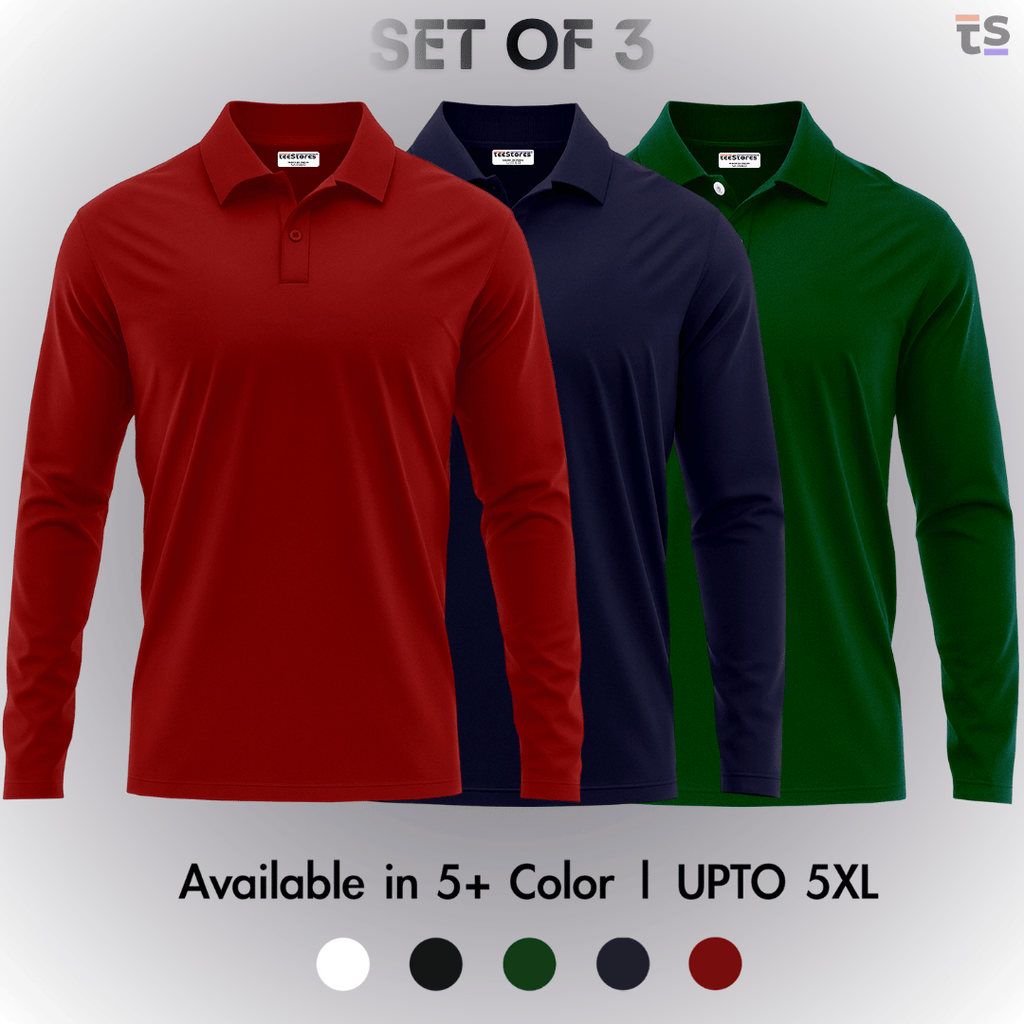 Pack of 3- Full Sleeve Polo T-shirt