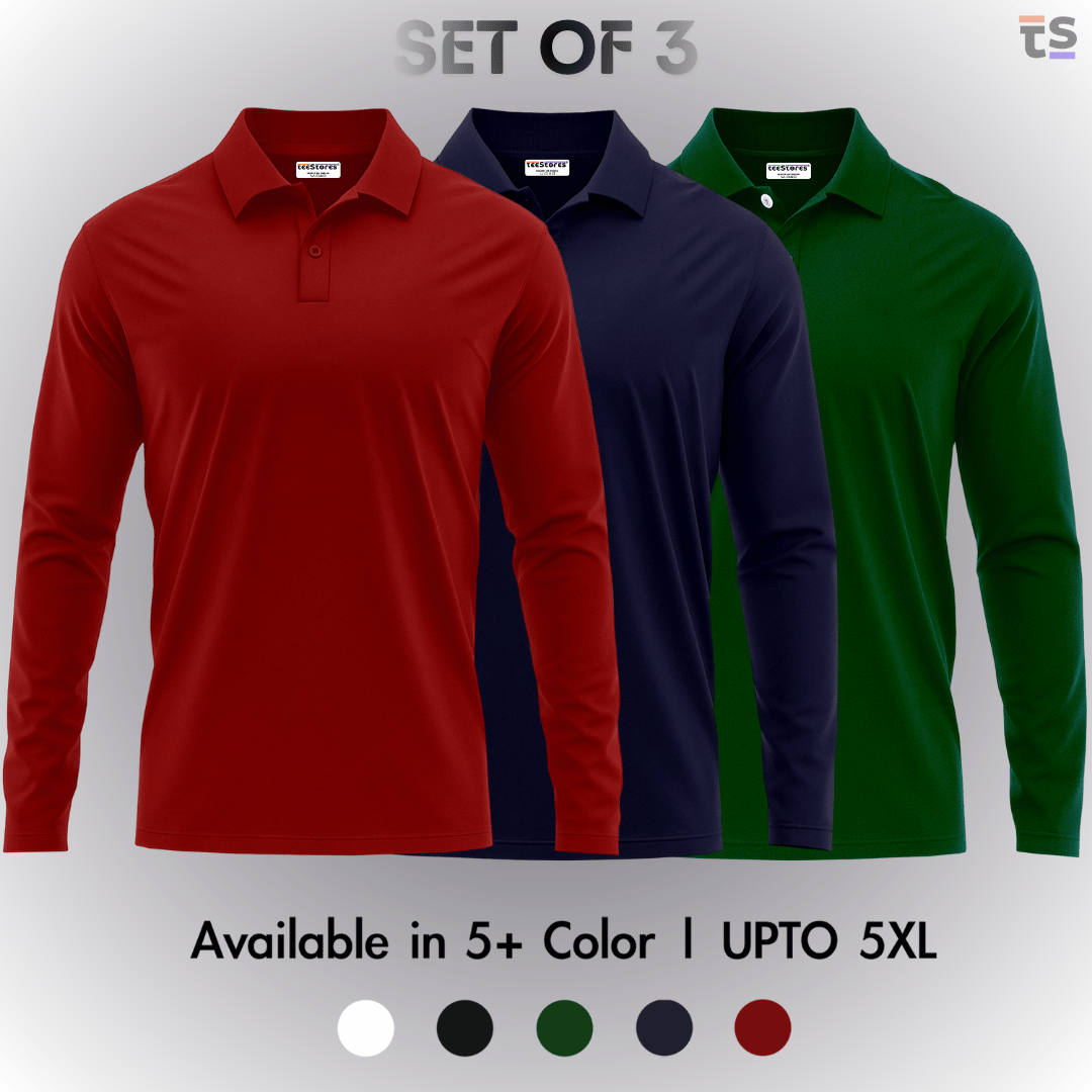 Pack of 3- Full Sleeve Polo T-shirt