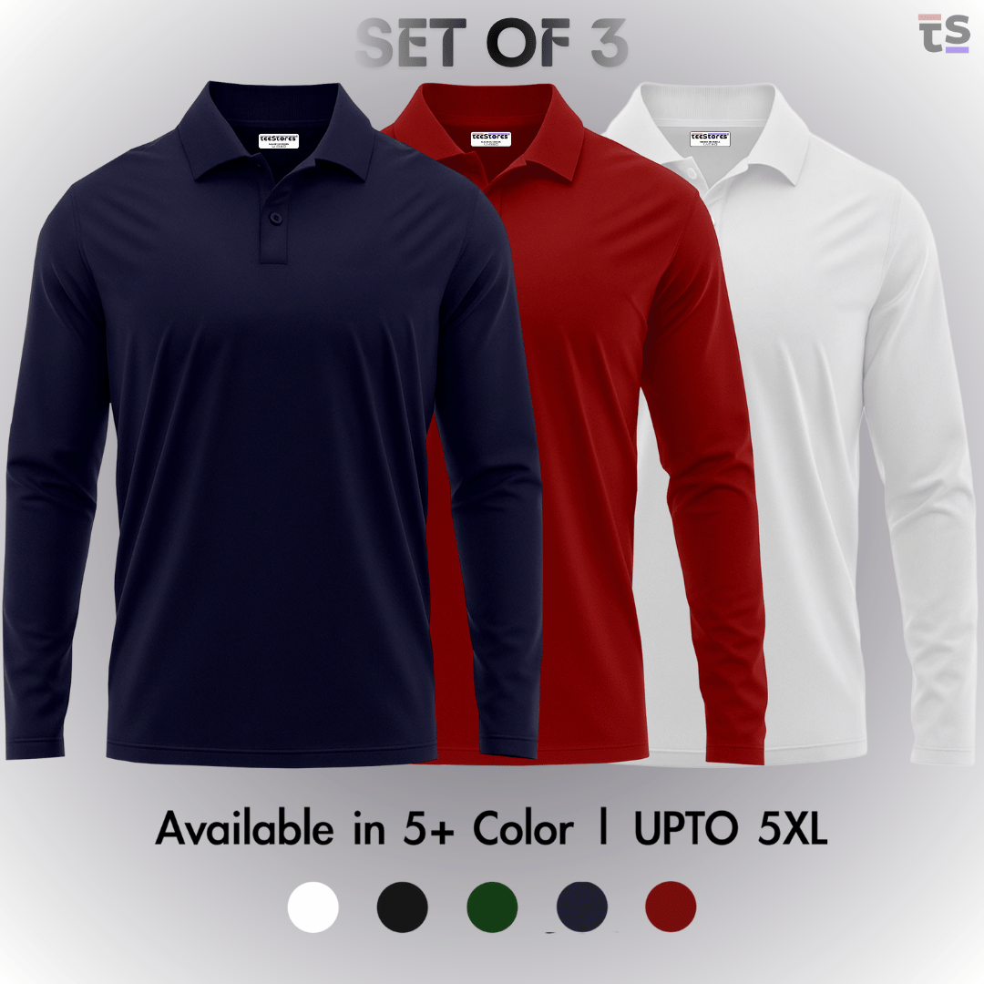 Pack of 3- Full Sleeve Polo T-shirt