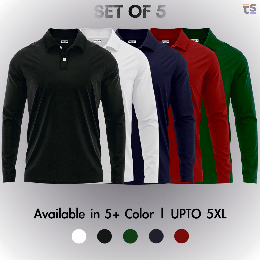 Pack of 5- Full Sleeve Polo T-shirt