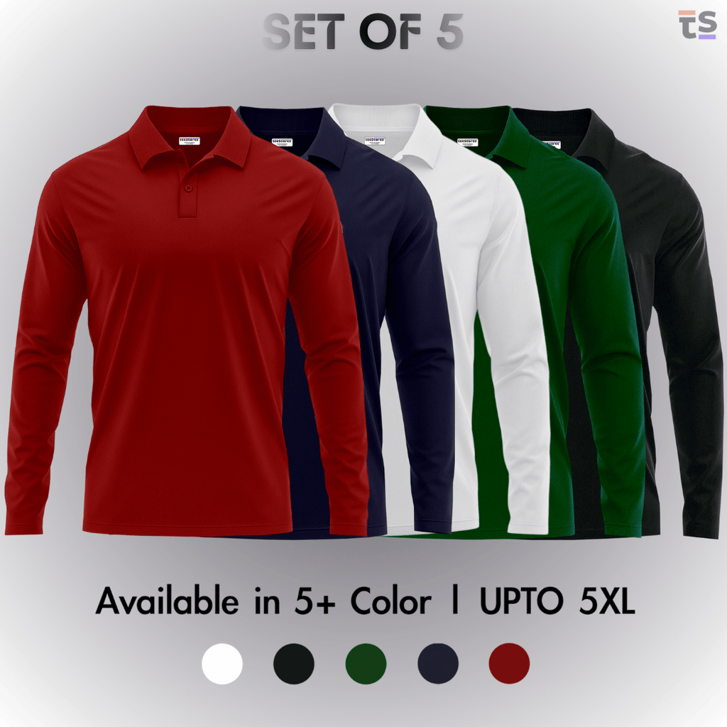 Pack of 5- Full Sleeve Polo T-shirt