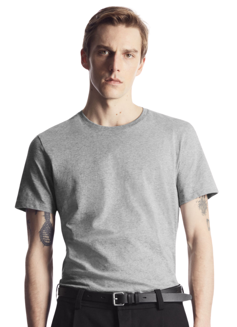 Half Sleeves Round Neck Grey T-Shirt