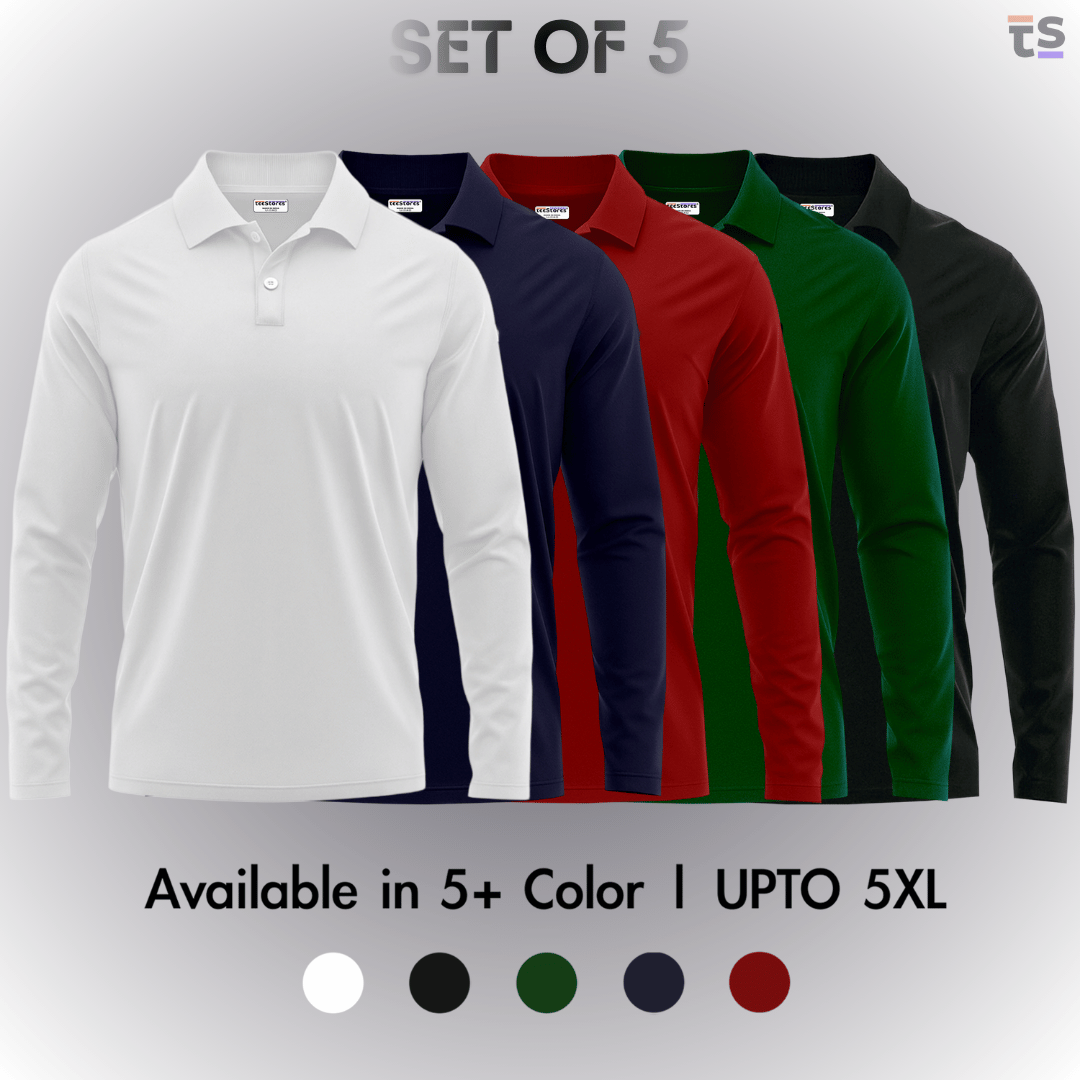 Pack of 5- Full Sleeve Polo T-shirt