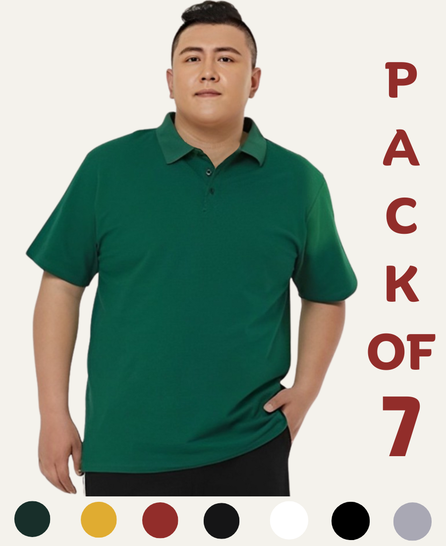 Plus Size Pack of 7 : Collar Polo T-Shirts