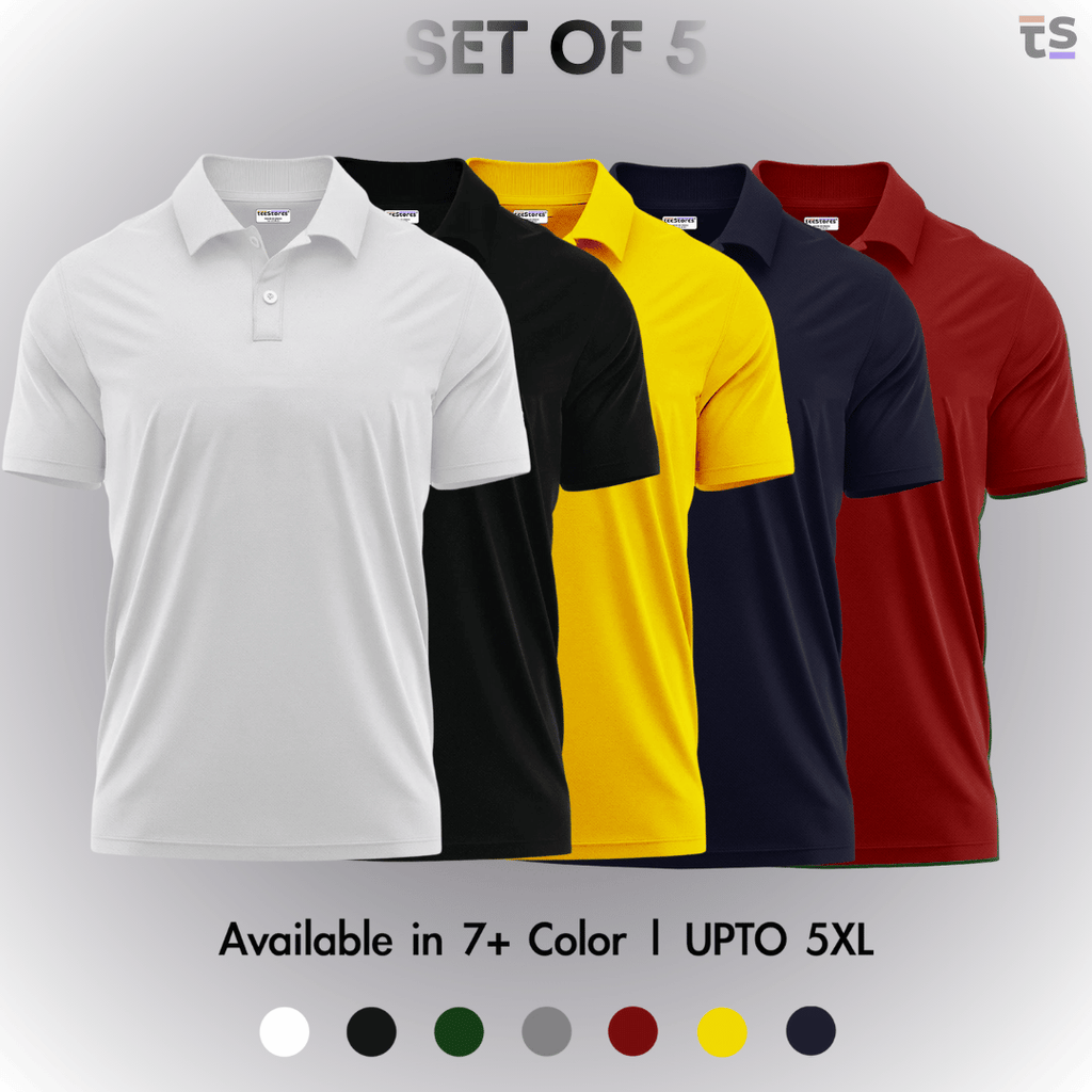 Pack of 5- Pique Polo T-shirt Combo
