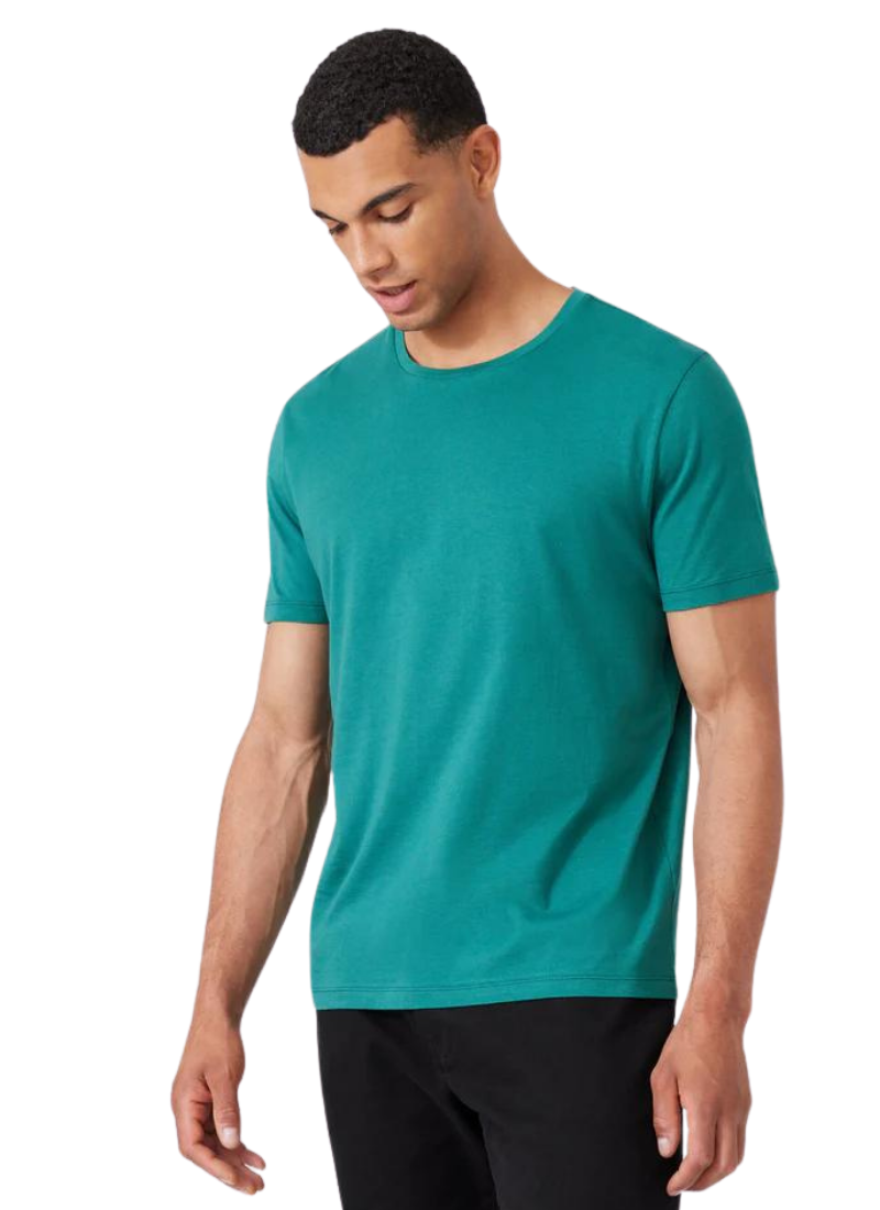 Half Sleeves Round Neck Aqua Green T-Shirt