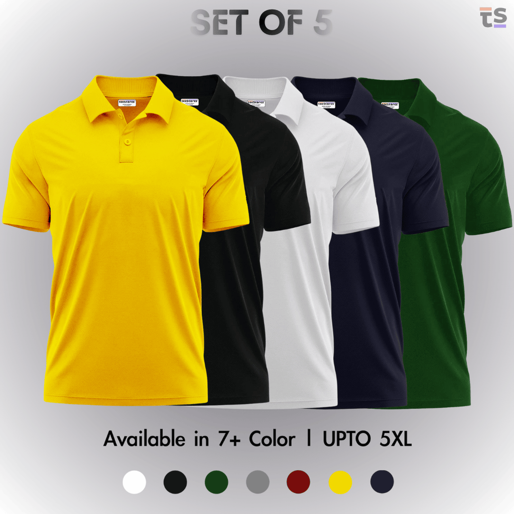 Pack of 5- Pique Polo T-shirt Combo