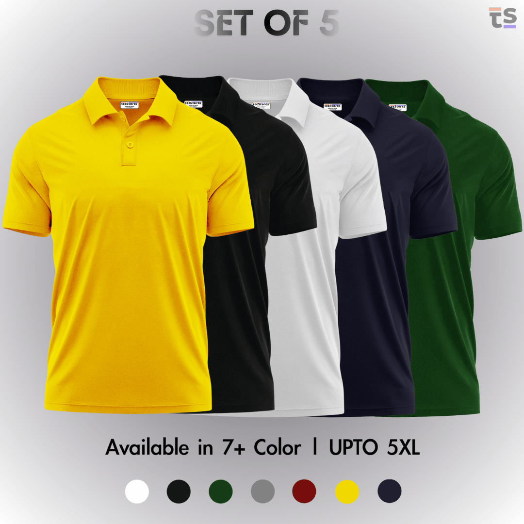 Pack of 5- Pique Polo T-shirt Combo