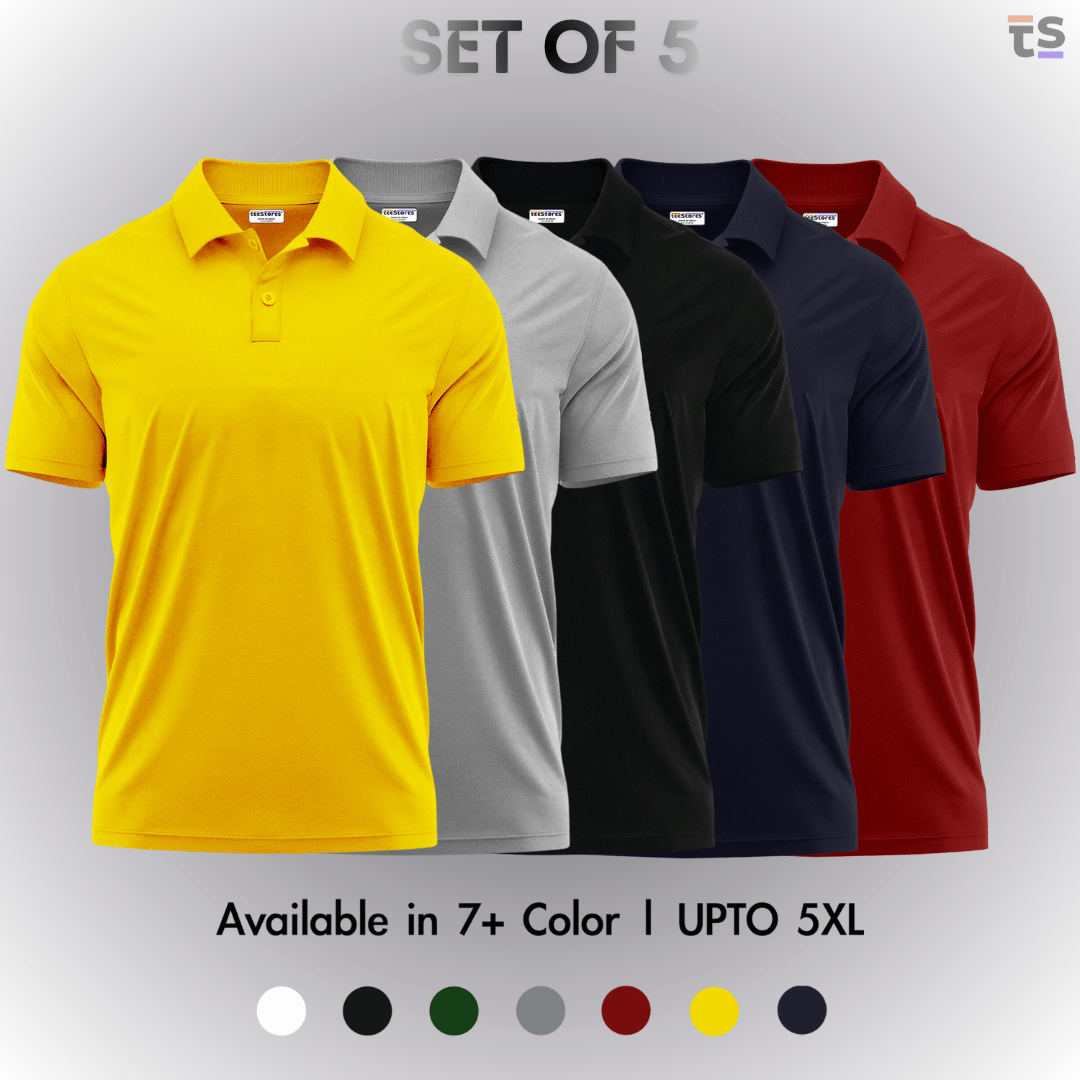 Pack of 5- Pique Polo T-shirt Combo