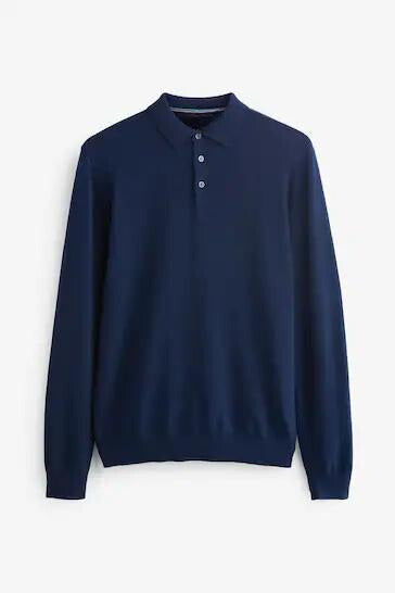 Blue Regular Knitted Polo Shirt