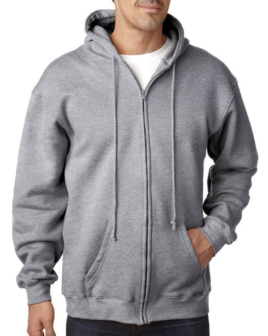 Men Grey Zipper Hoodie