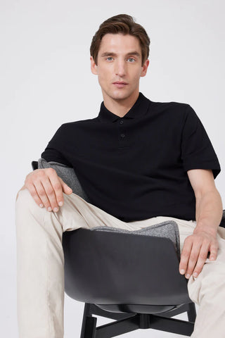 Men Stylish Black Cotton Polo T-Shirt