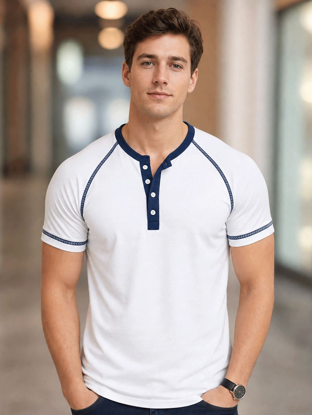 Pack of 2- Henley Reglan T-Shirt