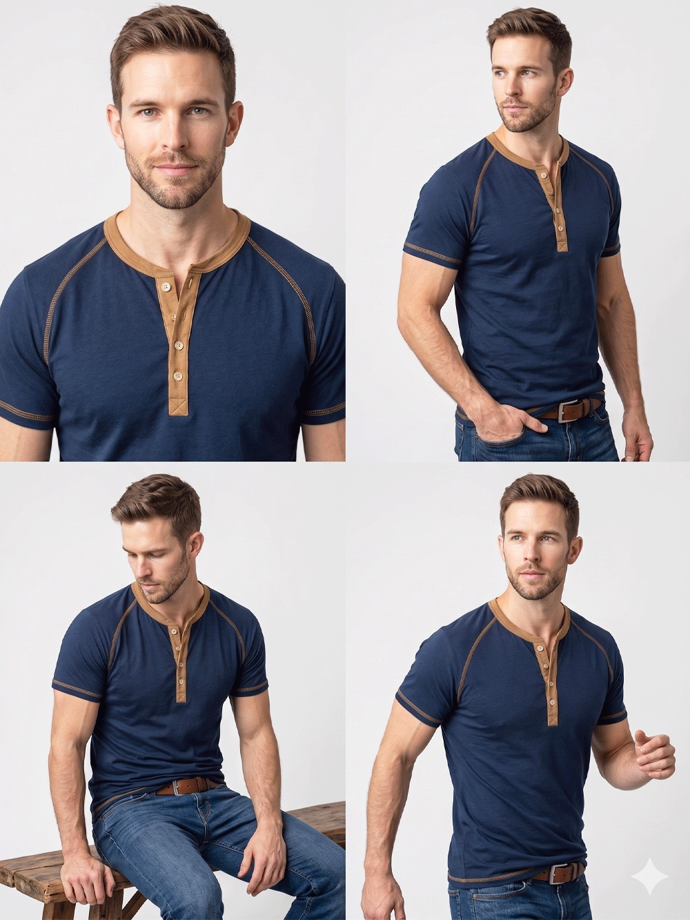 Pack of 2- Henley T-Shirt