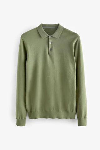 Olive Green Regular Knitted Polo Shirt