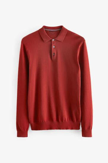 Red Regular Knitted Polo Shirt