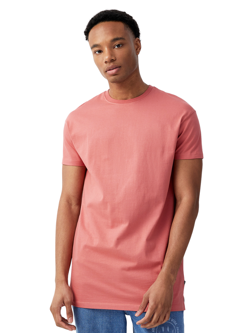 Half Sleeves Round Neck Coral Pink T-Shirt