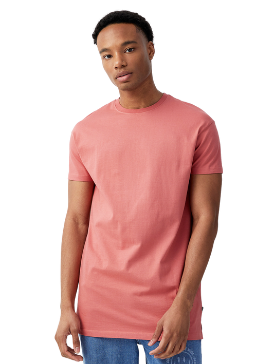 Half Sleeves Round Neck Coral Pink T-Shirt