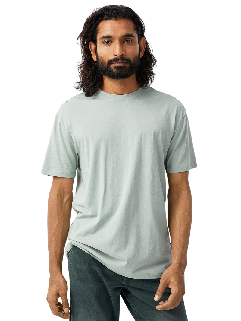 Half Sleeves Round Neck Sage Green T-Shirt