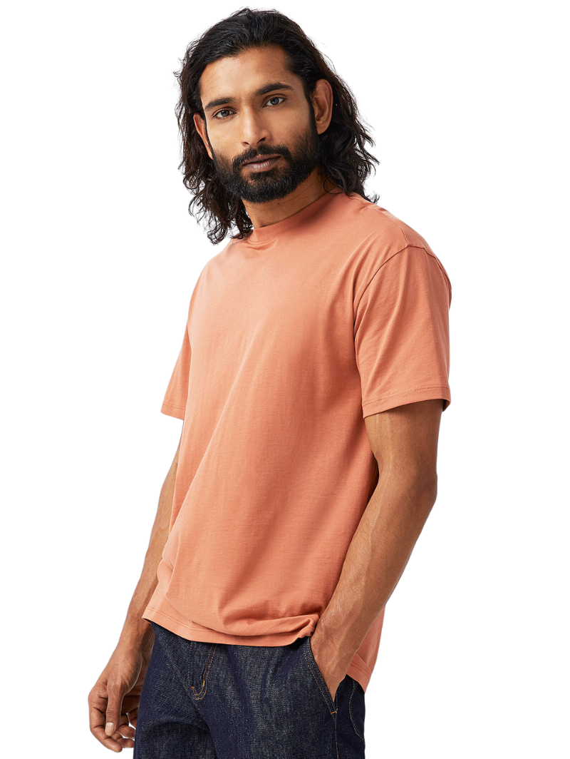 Half Sleeves Round Neck Peach T-Shirt