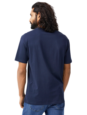 Half Sleeves Round Neck Navy Blue T-Shirt