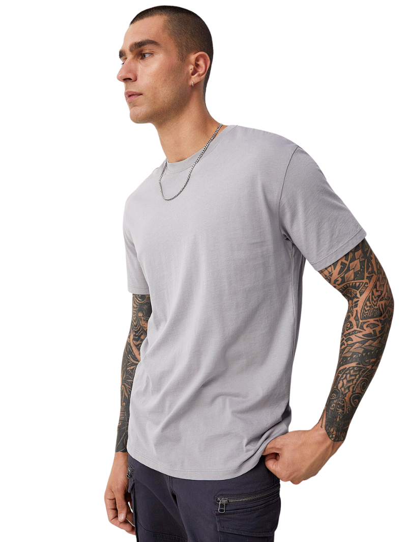 Half Sleeves Round Neck Light Grey T-Shirt