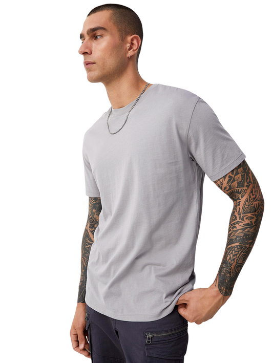 Half Sleeves Round Neck Light Grey T-Shirt