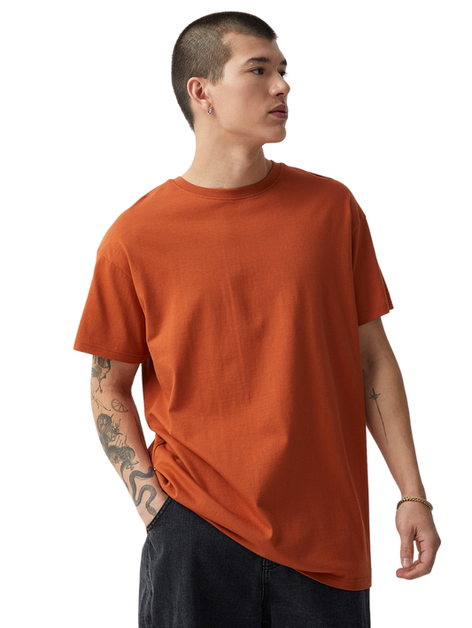 Half Sleeves Round Neck Dark Orange T-Shirt