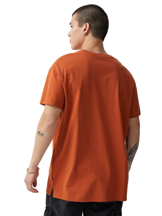 Half Sleeves Round Neck Dark Orange T-Shirt