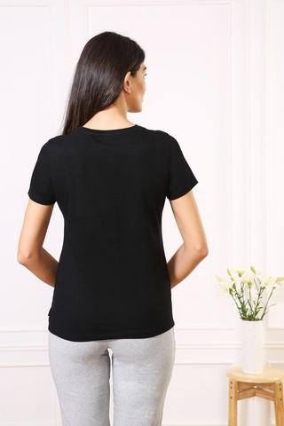 Women's Stylish Half Sleeves Cotton Round Neck Regular Fit T-Shirt