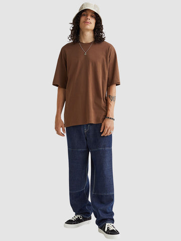 Oversize Loose Fit Brown Plain Cotton T-Shirt