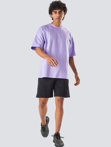 Oversize Loose Fit Purple Plain Cotton T-Shirt