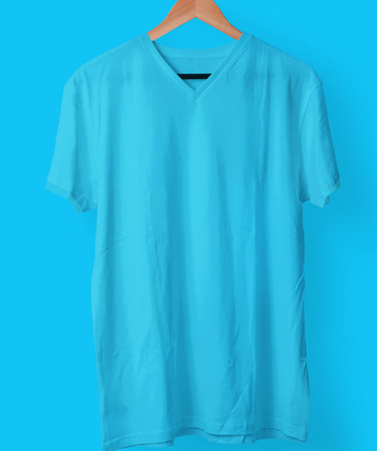 Turquoise Blue V Neck Tee