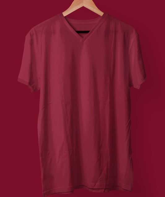 Maroon V Neck Tee