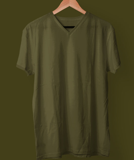 Military Green V Neck Tee