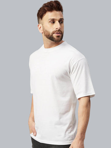 Oversize Loose Fit White Plain Cotton T-Shirt