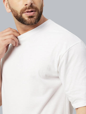 Oversize Loose Fit White Plain Cotton T-Shirt