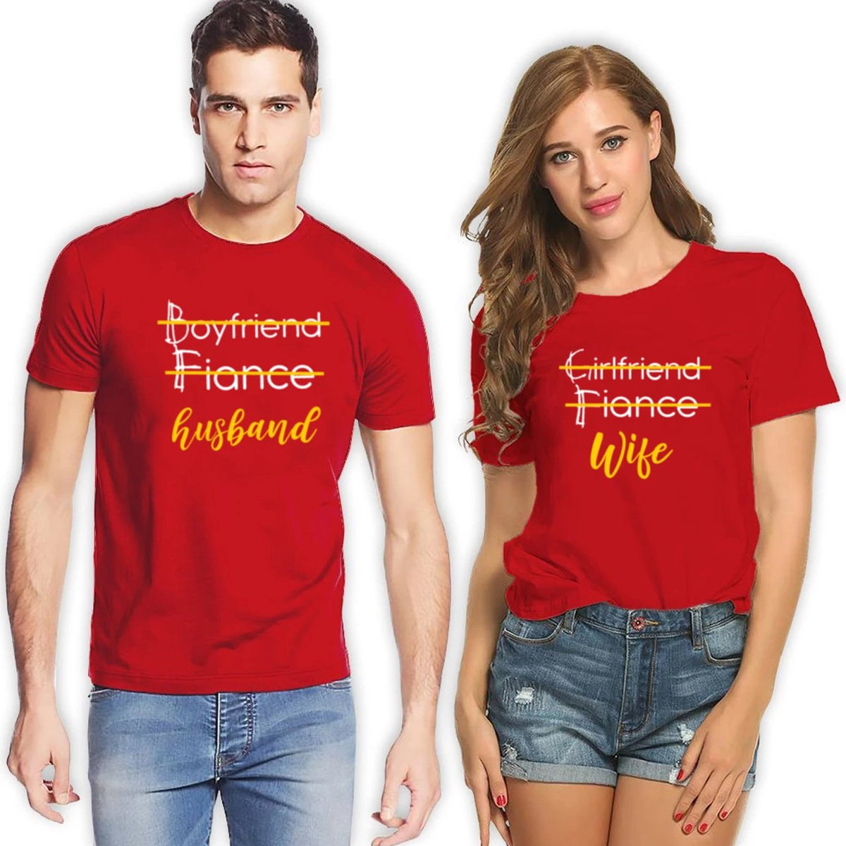 Girlfrend Boyfriend Fiance Half Sleeve Tshirts