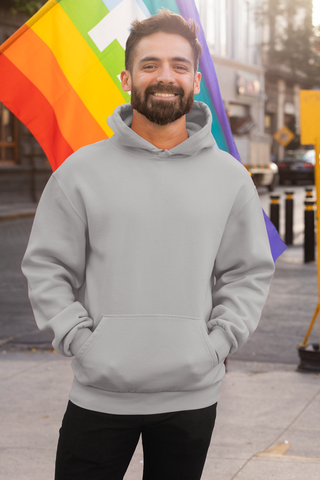 Elegant Hoodie for Men - Grey Melange