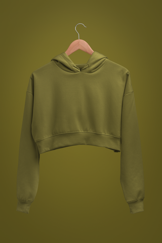 Olive Green Crop Hoodies