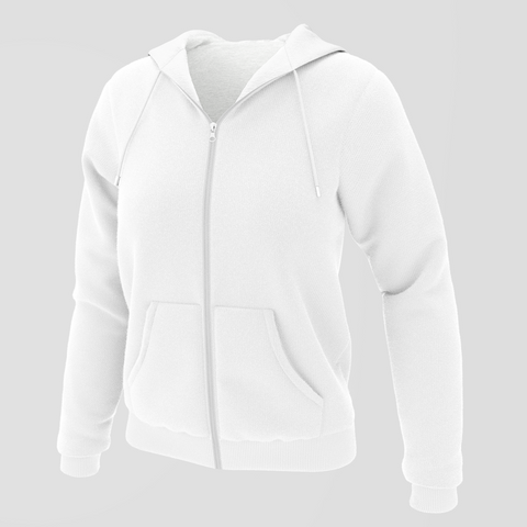 White Zipper Hoodie